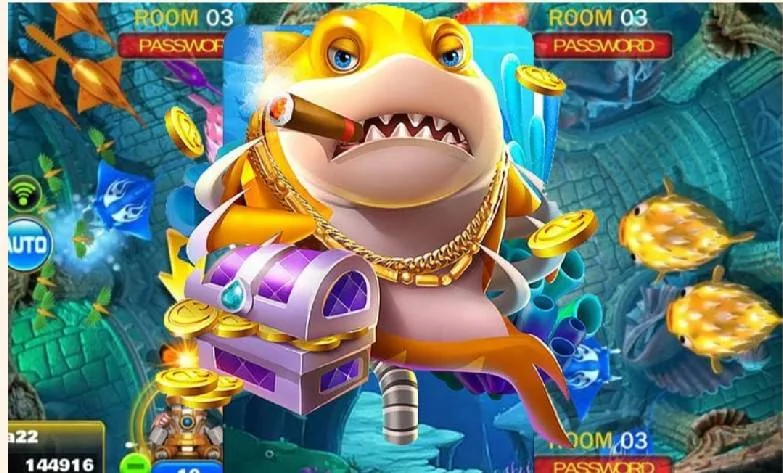Tampilan target ikan dan efek visual permainan arcade bawah laut