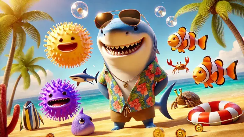Ilustrasi permainan tembak ikan bertema bawah laut di BIWIN